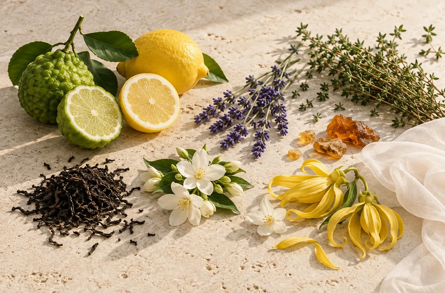 Cam bergamot, chanh vàng, oải hương, lá trà, hoa nhài, ngọc lan tây và hổ phách